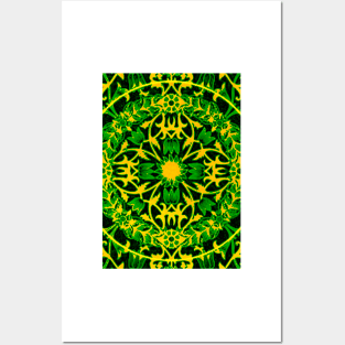 Green & Yellow Mandala Posters and Art